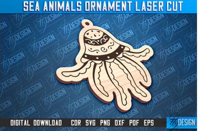 Sea Animals Ornament Laser Cut | Jellyfish Laser Cut Design | CNC File