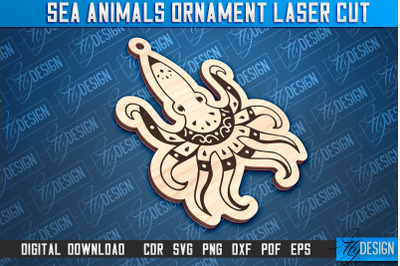 Sea Animals Ornaments Laser Cut | Octopus Laser Cut Design | CNC File