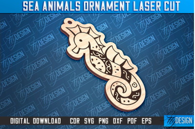 Sea Animals Ornaments Laser Cut | Sea Horse Laser Cut Design | CNC