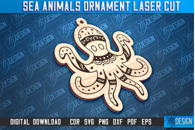 Sea Animals Ornaments Laser Cut | Octopus Laser Cut Design | CNC File