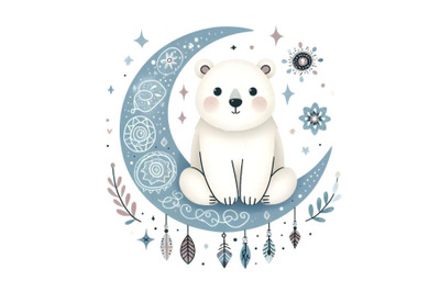 polar bear on crescent moon