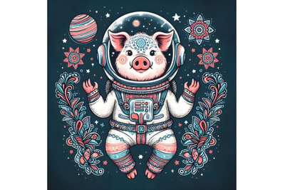 Pig in space suit