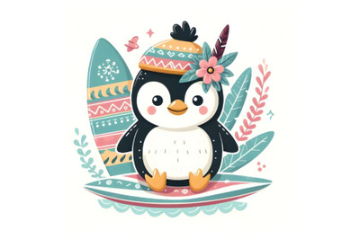 cute Surfing penguin