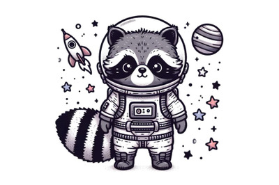 cute racoon in space suit