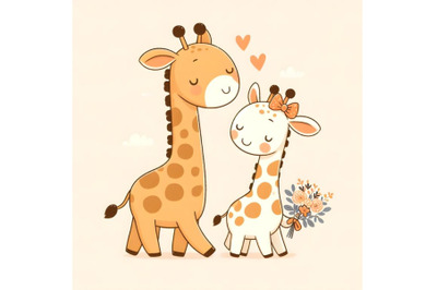 couple giraffe minimal artwork