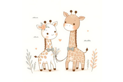 couple giraffe minimal artwork