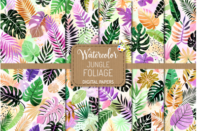 Jungle Foliage Set 2 - Tropical Watercolor Pattern Backgrounds