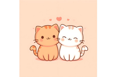 cute cat couple minimal artwork