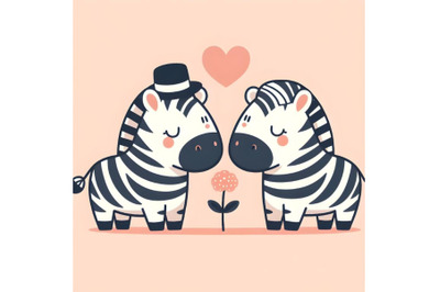 cute couple zebra minimal artwork