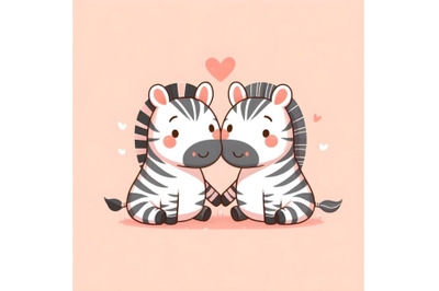 cute couple zebra minimal artwork