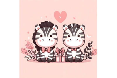 cute couple zebra minimal artwork