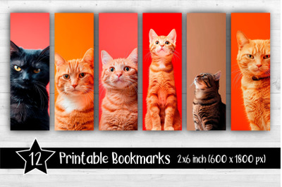 Cat Bookmarks Printable 2x6 inch