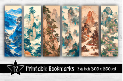 Japanese Bookmarks Printable 2x6 inch