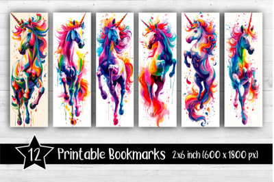 Unicorn Bookmarks Printable 2x6 inch