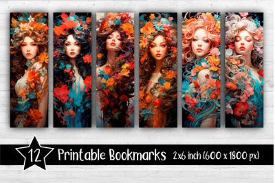Girl Bookmarks Printable 2x6 inch