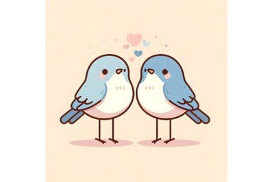 cute birds couple minimal artwork