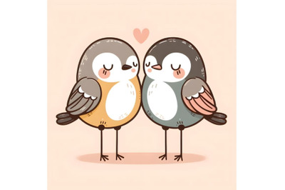 cute birds couple minimal artwork