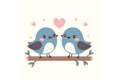 cute birds couple minimal artwork