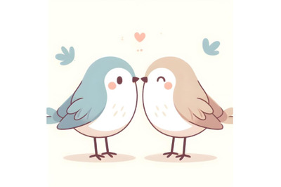 cute birds couple minimal artwork