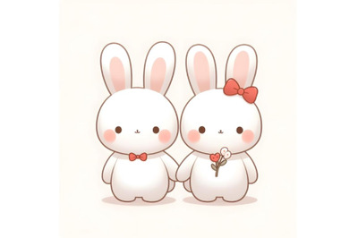 cute bunny couple minimal artwork