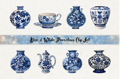 Blue &amp; White Porcelain Clip Art