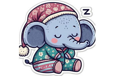 cartoon sleeping elephant in pajamas