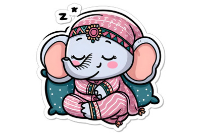 cartoon sleeping elephant in pajamas