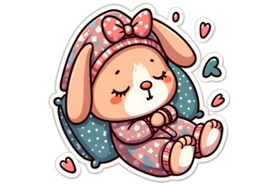 cartoon sleeping teddy bunny in pajamas&#039;