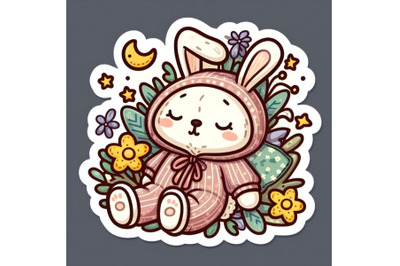 cartoon sleeping teddy bunny in pajamas&amp;&23;039;