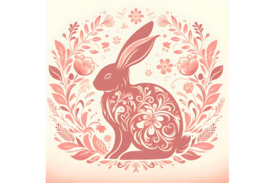 bunny silhouette of floral ornament soft color