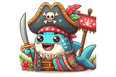 Cartoon pirate shark