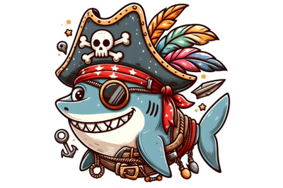 Cartoon pirate shark