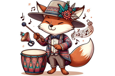 Cartoon fox music conductor