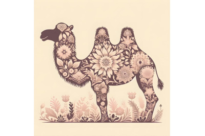 camel silhouette of floral ornament soft color