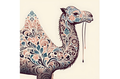 camel silhouette of floral ornament soft color