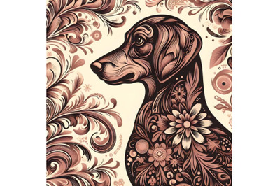 dog silhouette of floral ornament soft