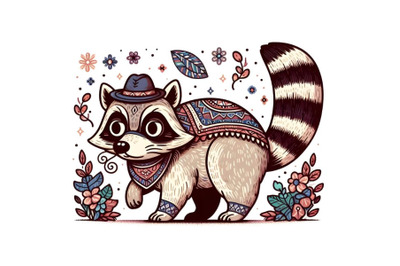 Sniffing cartoon racoon