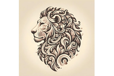 lion silhouette of floral ornament soft color