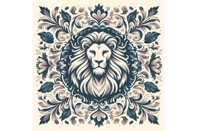 lion silhouette of floral ornament soft color