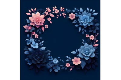 Floral festive frame with blue