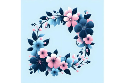 Floral festive frame with blue