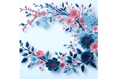 Floral festive frame with blue