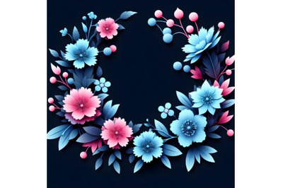 Floral festive frame with blue