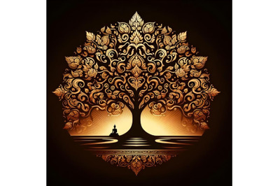 Golden Bodhi tree symbol