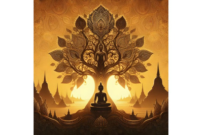 Golden Bodhi tree symbol