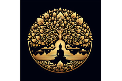 Golden Bodhi tree symbol