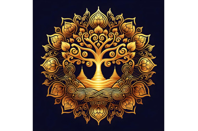 Golden Bodhi tree symbol