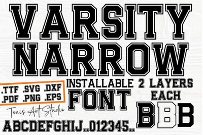 Varsity Narrow Font, Varsity Font SVG, Jersey Font SVG TTF, Outline