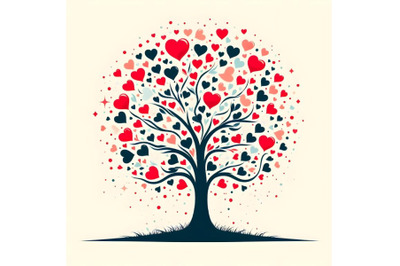 silhouette of Tree with hearts