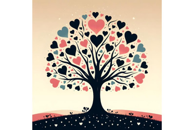 silhouette of Tree with hearts